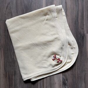 Vintage 2004 Tigger Disney Cream yellowish Blanket Embroidered logo, 100% cotton